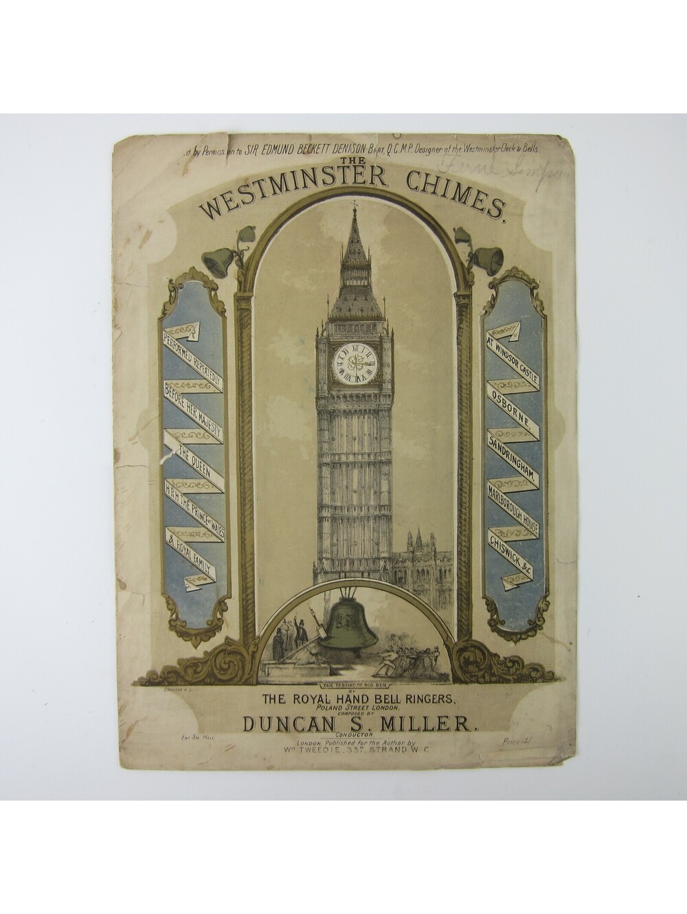 Sheet Music The Westminster Chimes Polka Duncan S. Miller W.L. Frost Antique